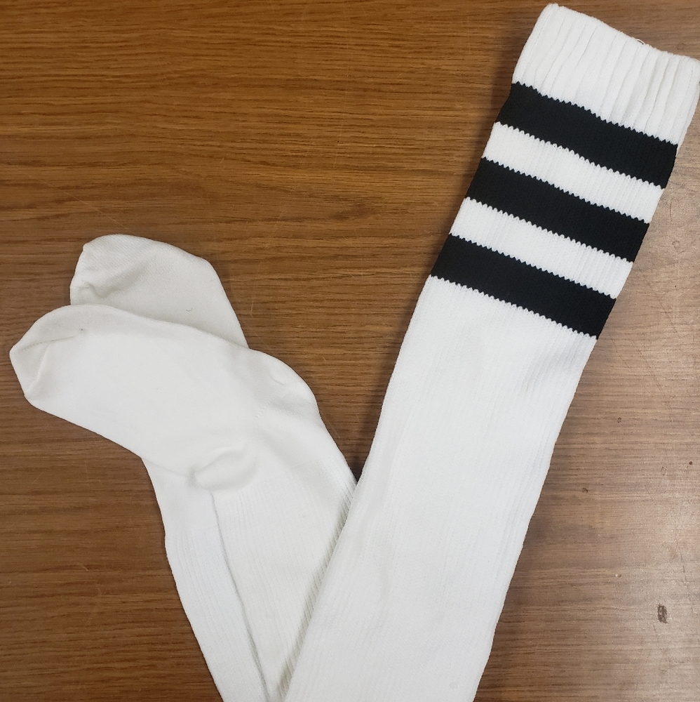 American Apparel Thigh High Socks White Black